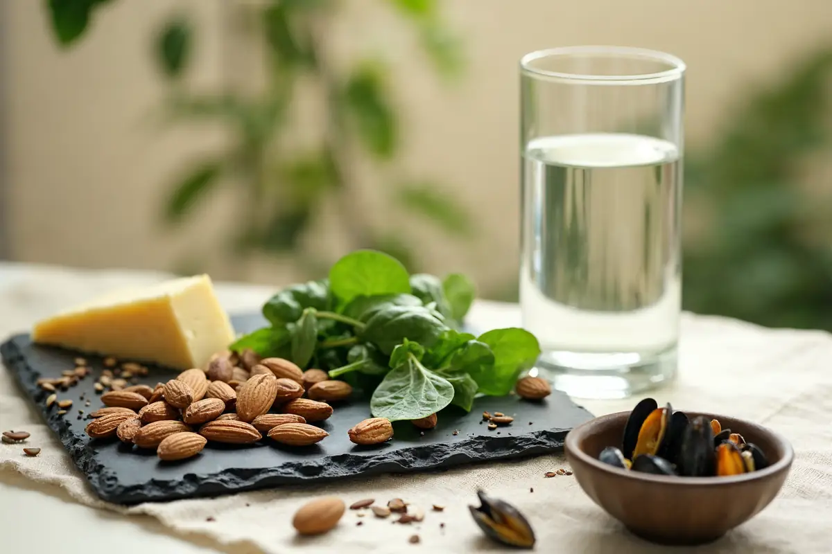 Minéraux, le calcium, le fer et le potassium dans l’assiette