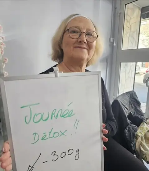 L’ardoise de bilan d’une membre, au club Nutri&Beauty Club